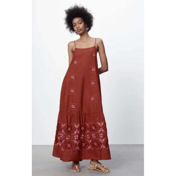 Zara | Dresses | Sale Zara Embroidered Midi Dress Sale | Poshmark